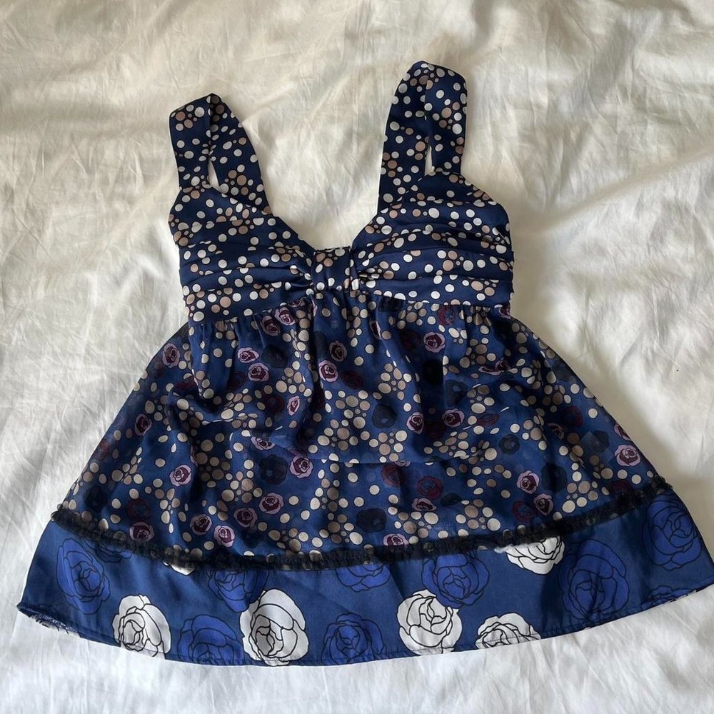 Italian Flowy Floral Tank Mesh Blouse